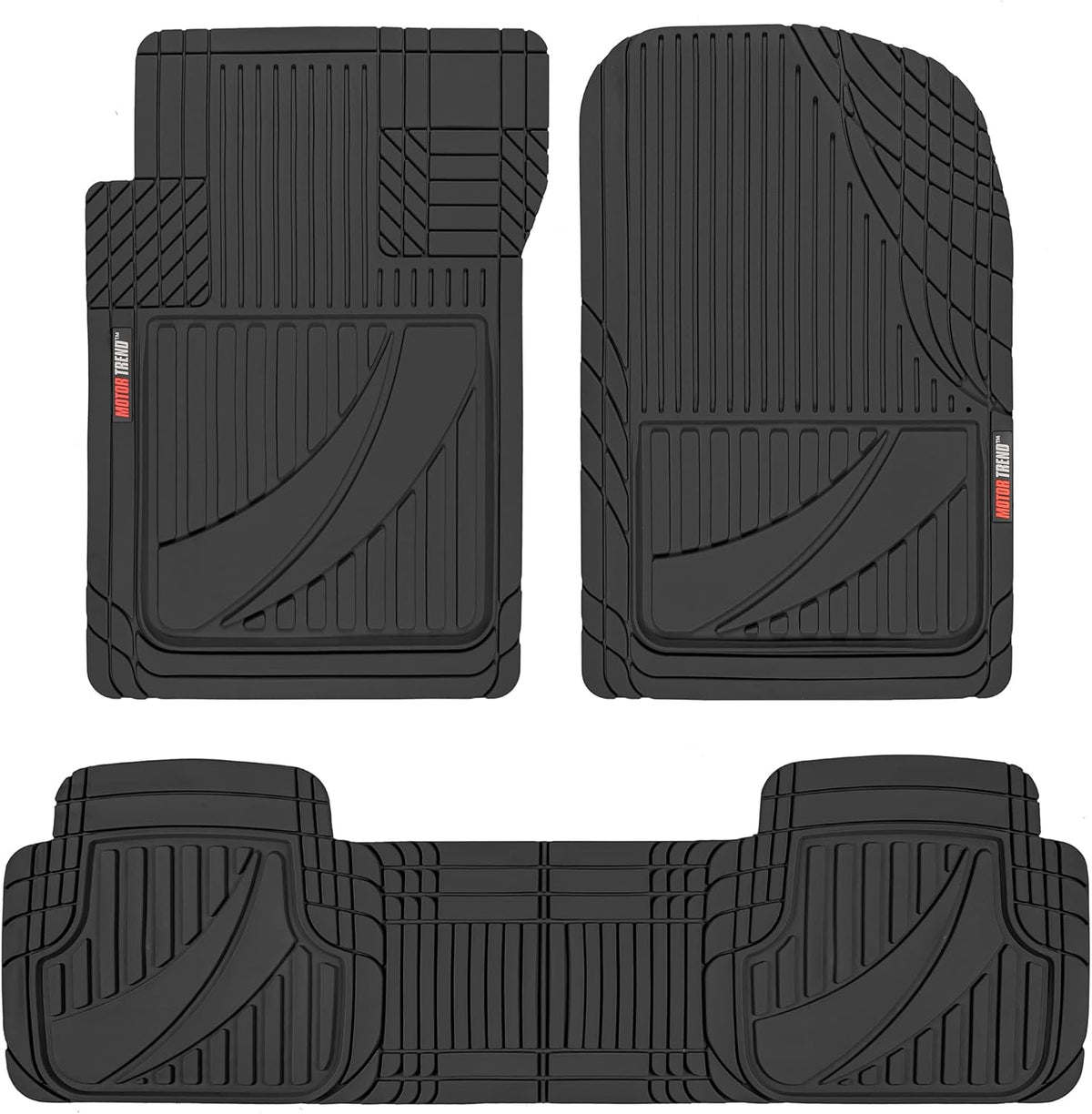 Black Rubber Car Floor Mats 3 Piece All Weather Automotive Liners L447181