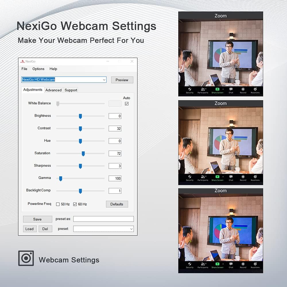 1080P 60FPS Webcam with Light, Fast AutoFocus, Built-in Privacy Cover, Dual Stereo Microphone, Pack of 2 D201