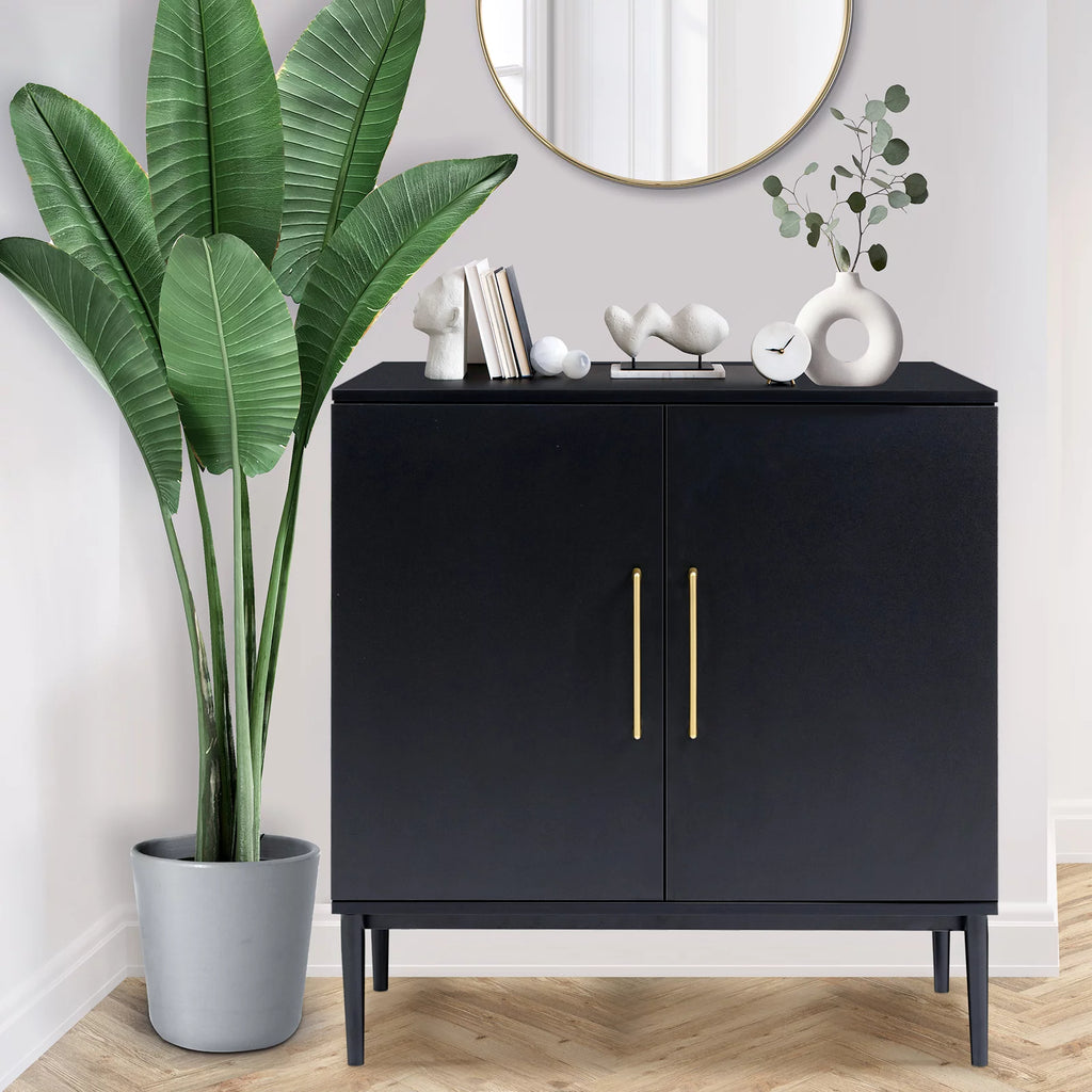 Set of 2 Black Storage Cabinet D354