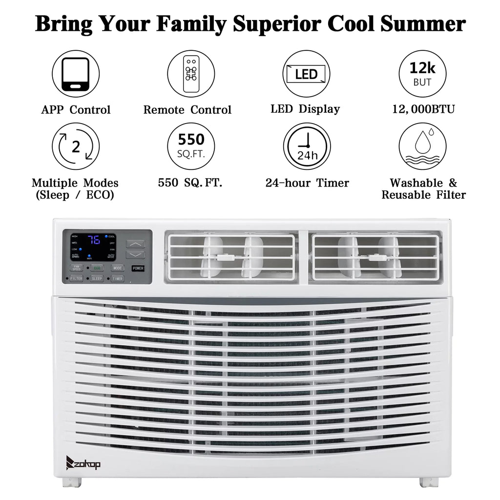 12000BTU 115V White Window-Mounted Air Conditioner with Remote Control Q32671