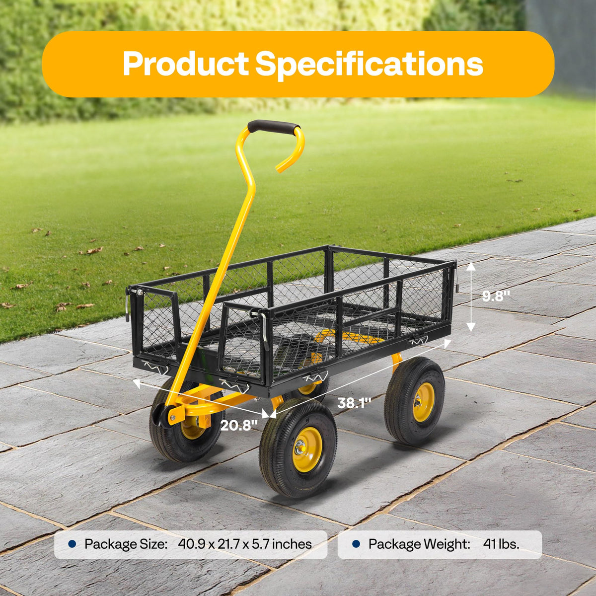 Heavy Duty 4.5 Cu Ft Mesh Steel Garden Cart F69066