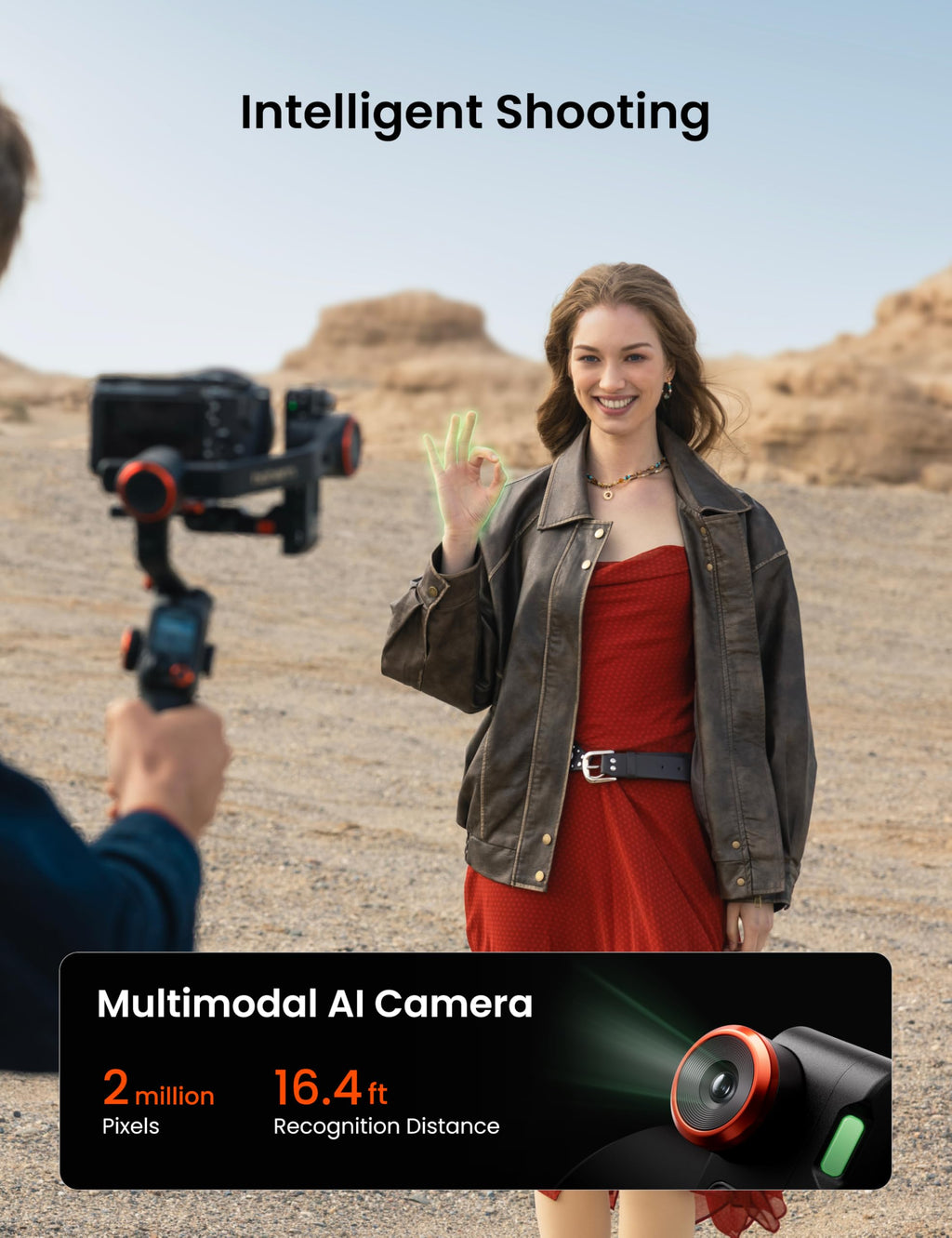 3-Axis Gimbal Stabilizer with AI Tracker and Detachable Touchscreen Control C4397