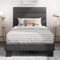Twin Platform Bed Frame with Upholstered Fabric Headboard G196809