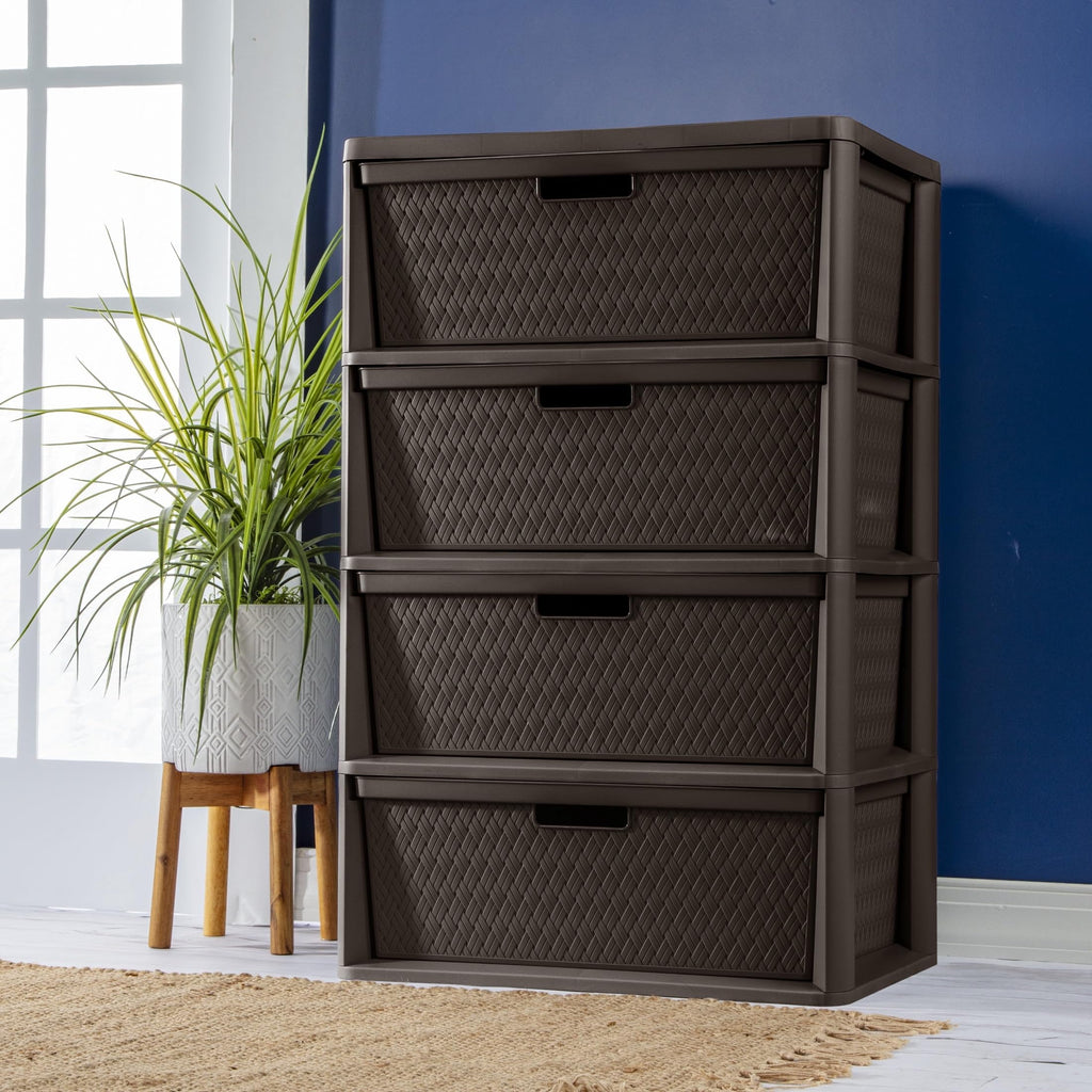 4 Drawer Plastic Storage Tower Brown F742