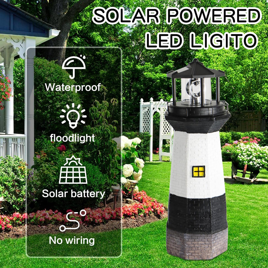 Solar Powered Lighthouse Garden Light with Rotating Beacon E27400