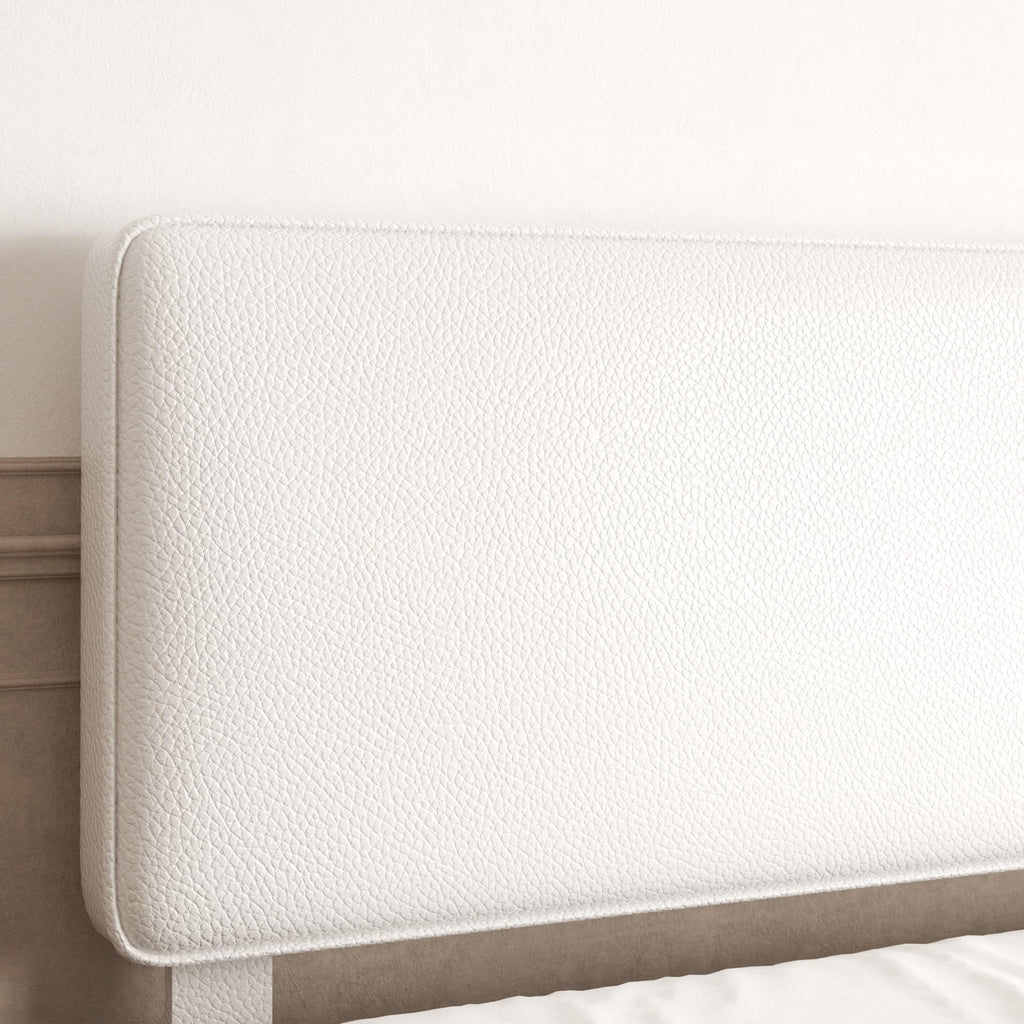 White Upholstered Bed Frame with Adjustable Headboard C850