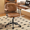 Brown Leather Office Chair with Wheels G321