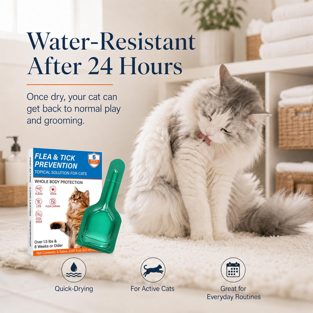 Waterproof Topical Flea & Tick Preventative for Cats, 6 Doses R95982