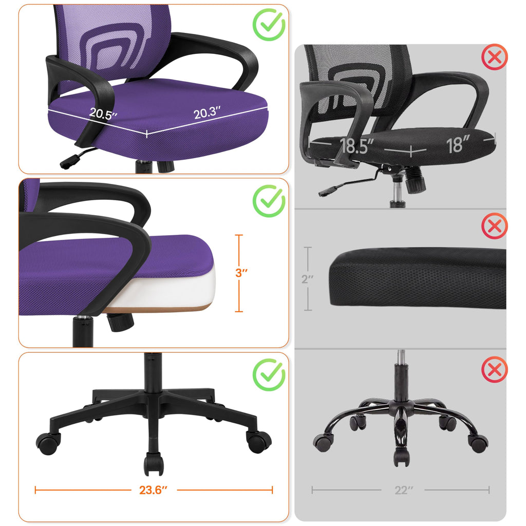 Purple Adjustable Swivel Mesh Office Chair B54582