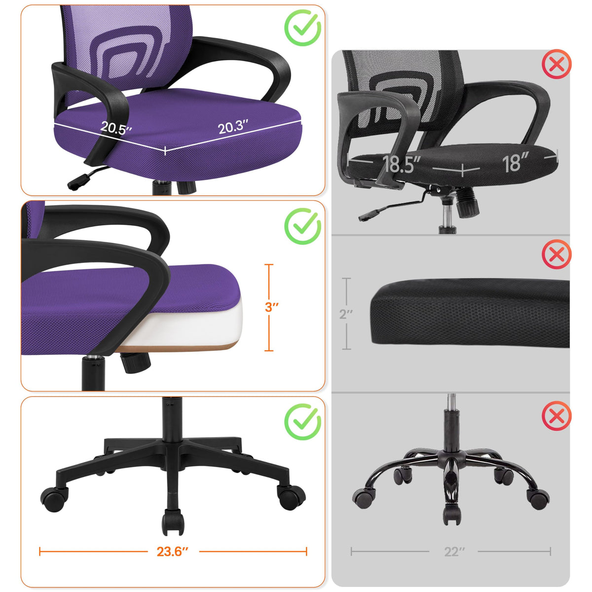 Purple Adjustable Swivel Mesh Office Chair B54582