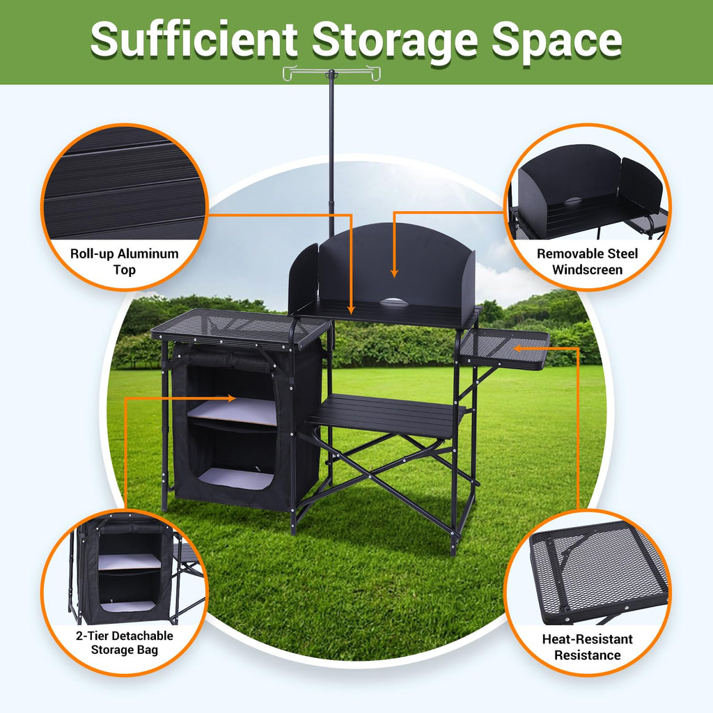 Black Portable Folding Camping Table Y11863