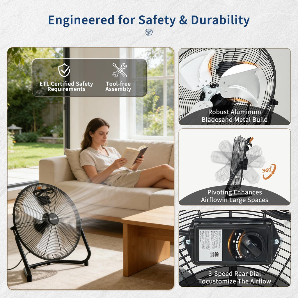 20-Inch 3-Speed Metal Floor Fan A872993