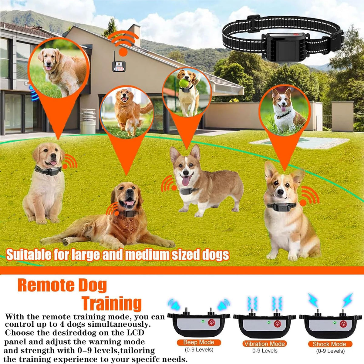 Wireless Dog Fence & Electric Training Collar with Remote C65384