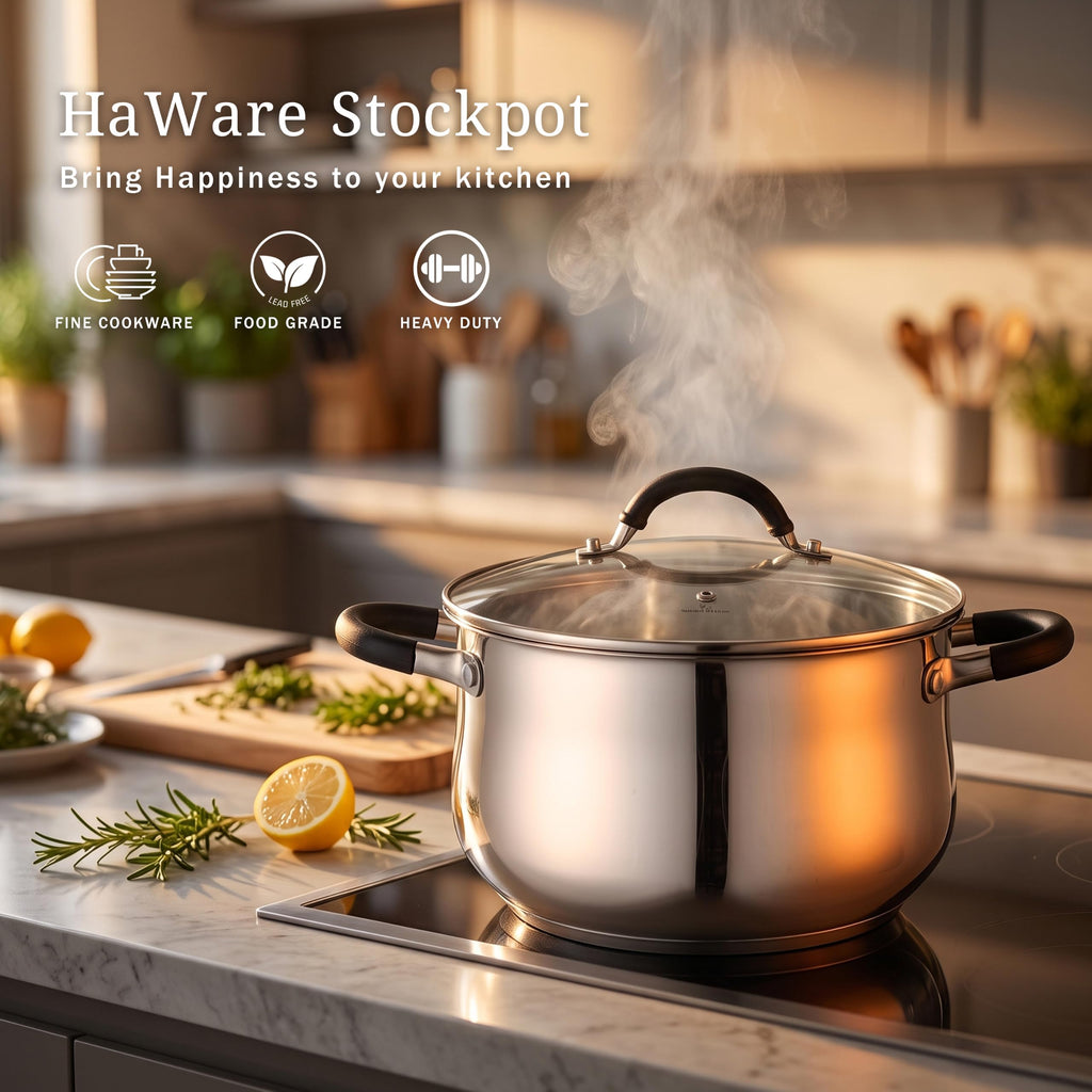 6 Quart Stainless Steel Induction Stock Pot with Lid N664
