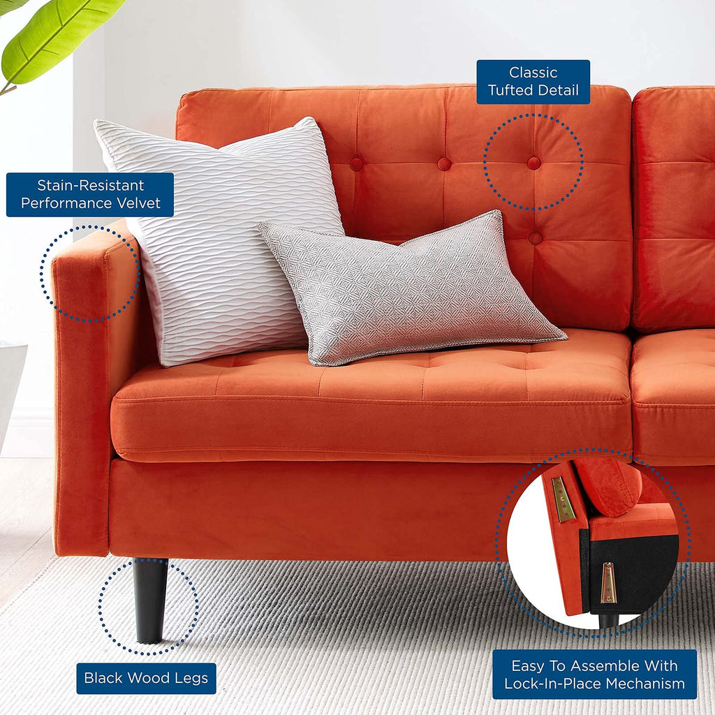 Orange Tufted Performance Velvet Sofa C2216