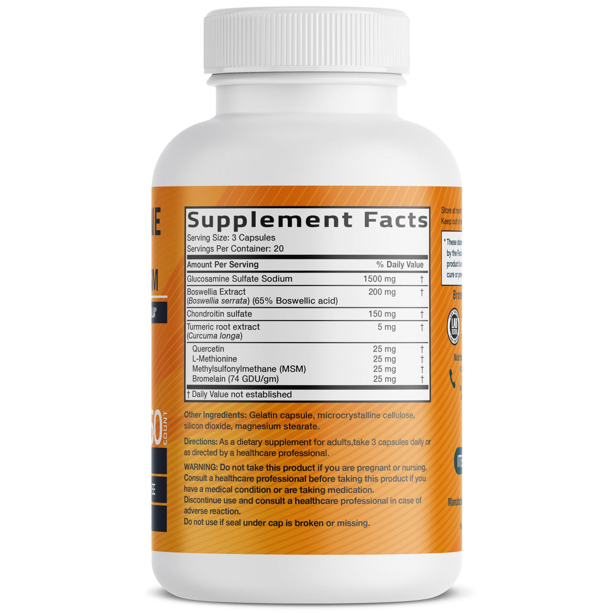 Glucosamine Chondroitin Turmeric & MSM Joint Support, 60 Capsules Y4035