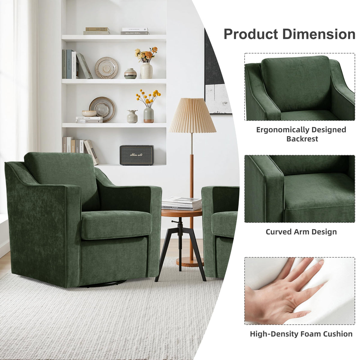 Green Swivel Accent Chairs Set of 2 C675404
