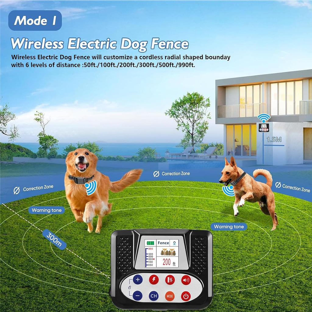 Wireless Dog Fence & Electric Training Collar with Remote C65384