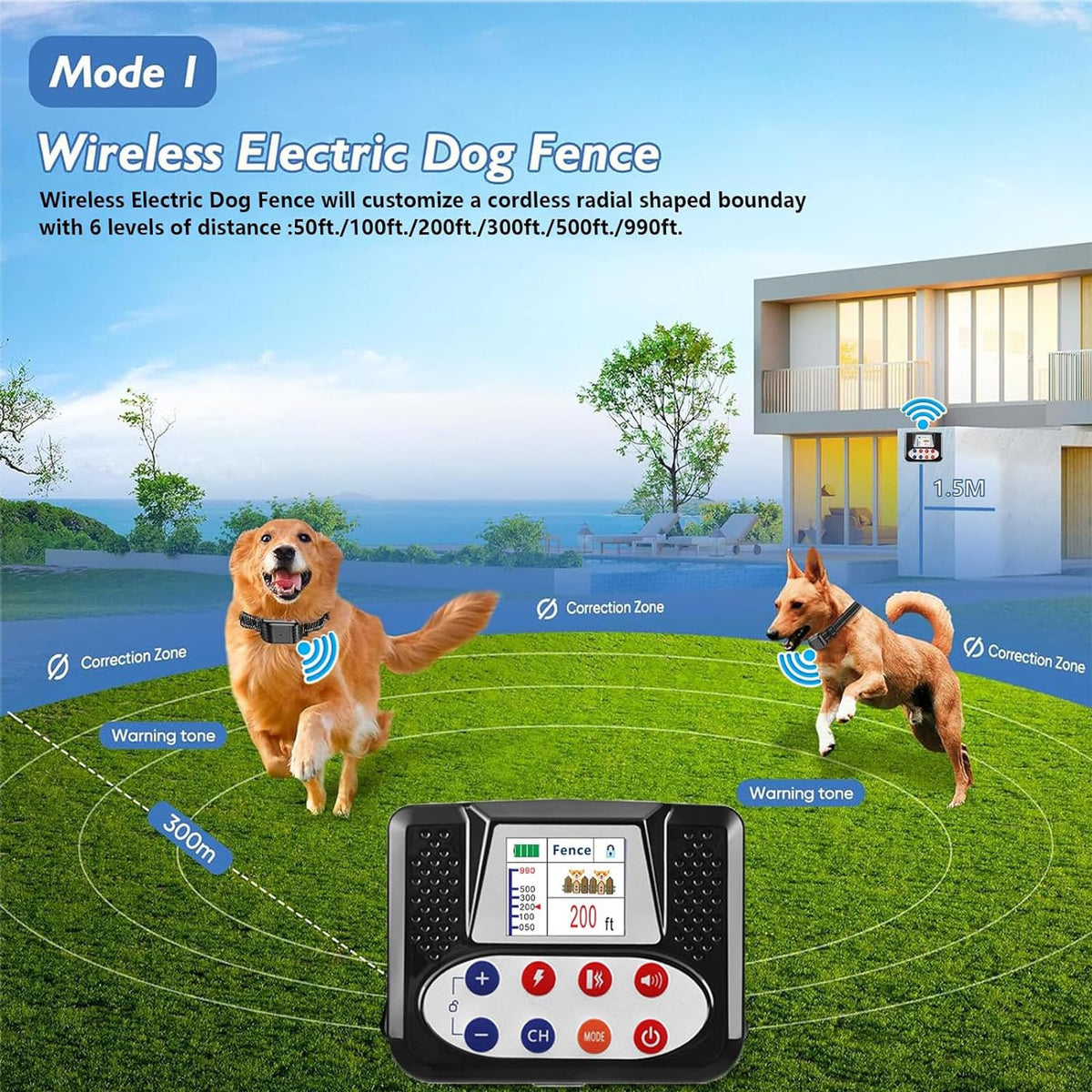 Wireless Dog Fence & Electric Training Collar with Remote C65384