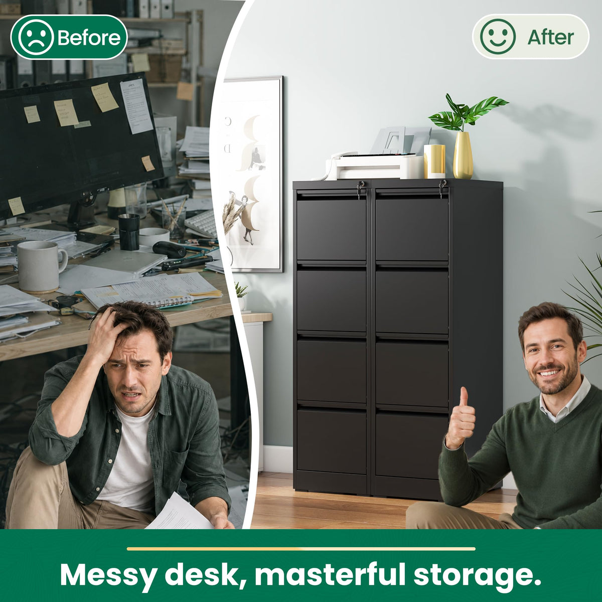 Black 4 Drawer Metal File Cabinet with Lock D16161