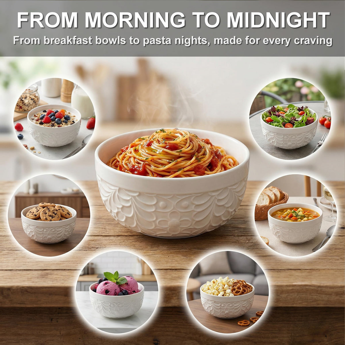 22 Oz Ceramic Bowls Set of 4 V614