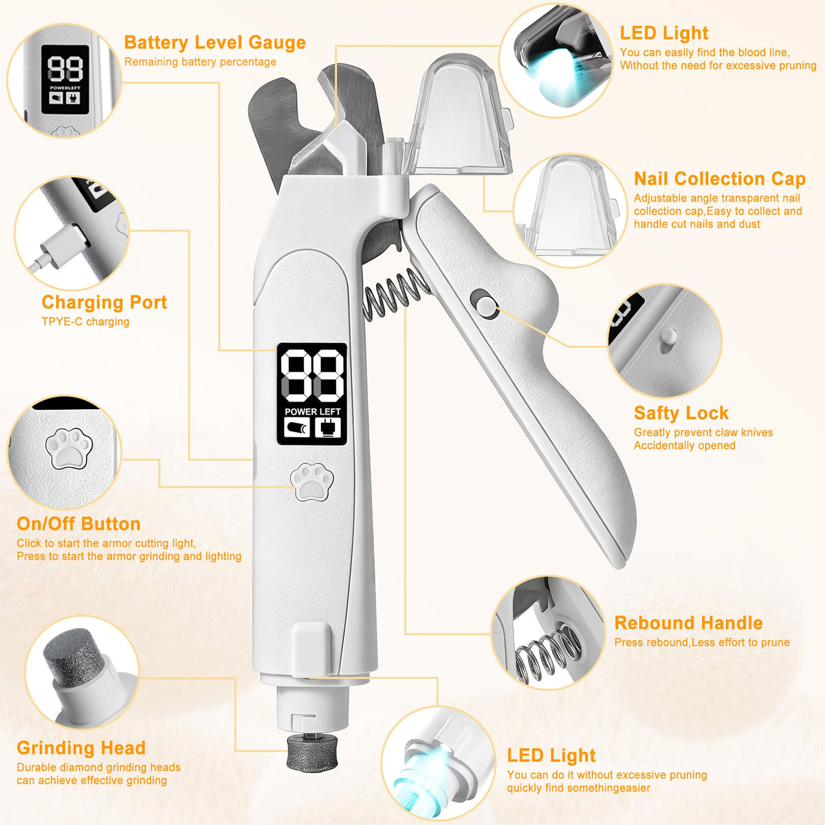 Dog Nail Clippers & Grinder with LED Light Y48606