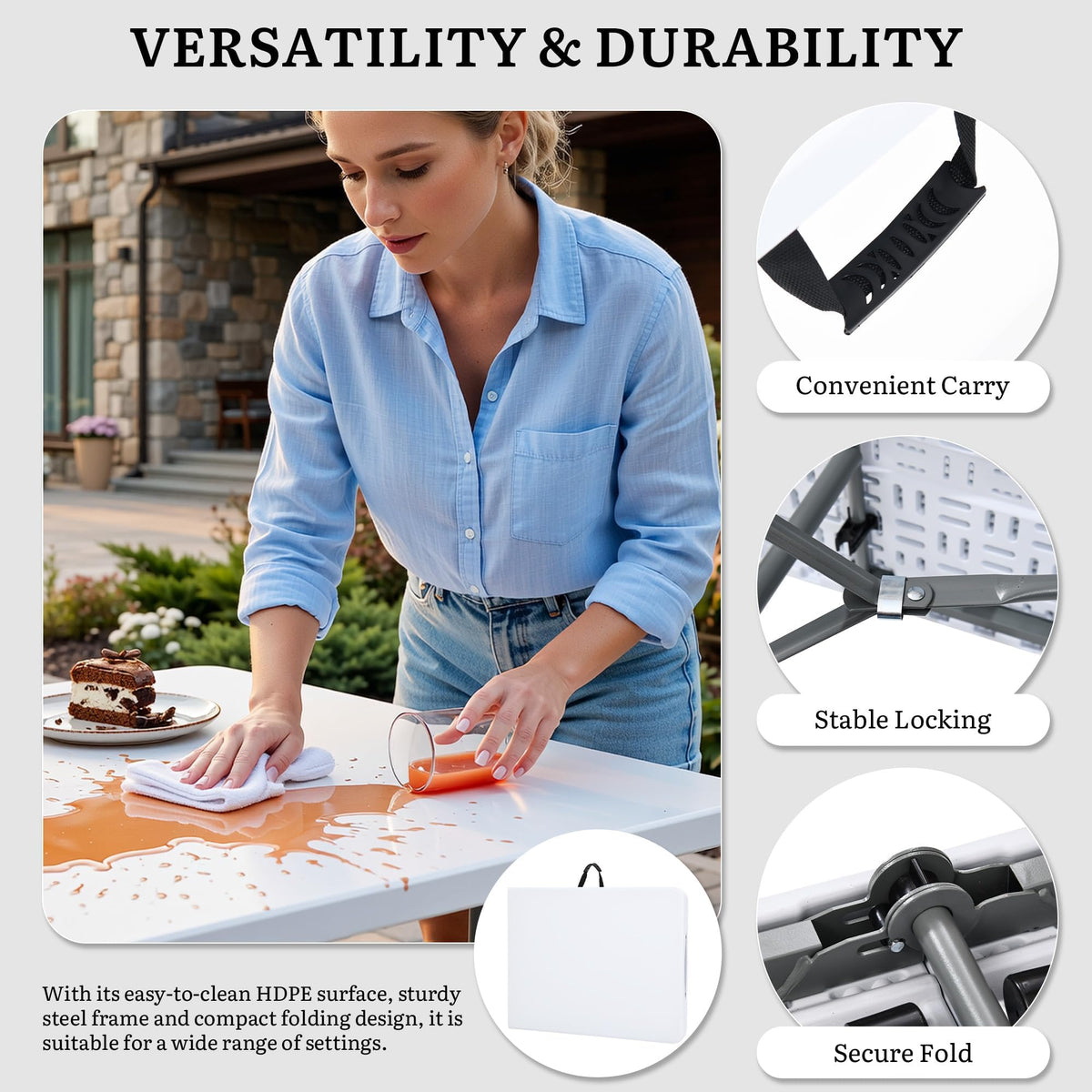 2-Pack 6ft Folding Table L15549