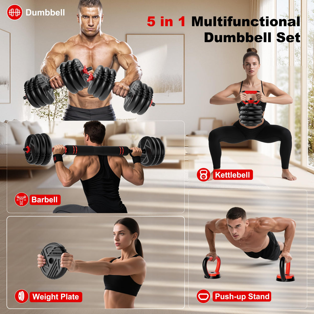 Adjustable Dumbbell Set 5 in 1 T1416
