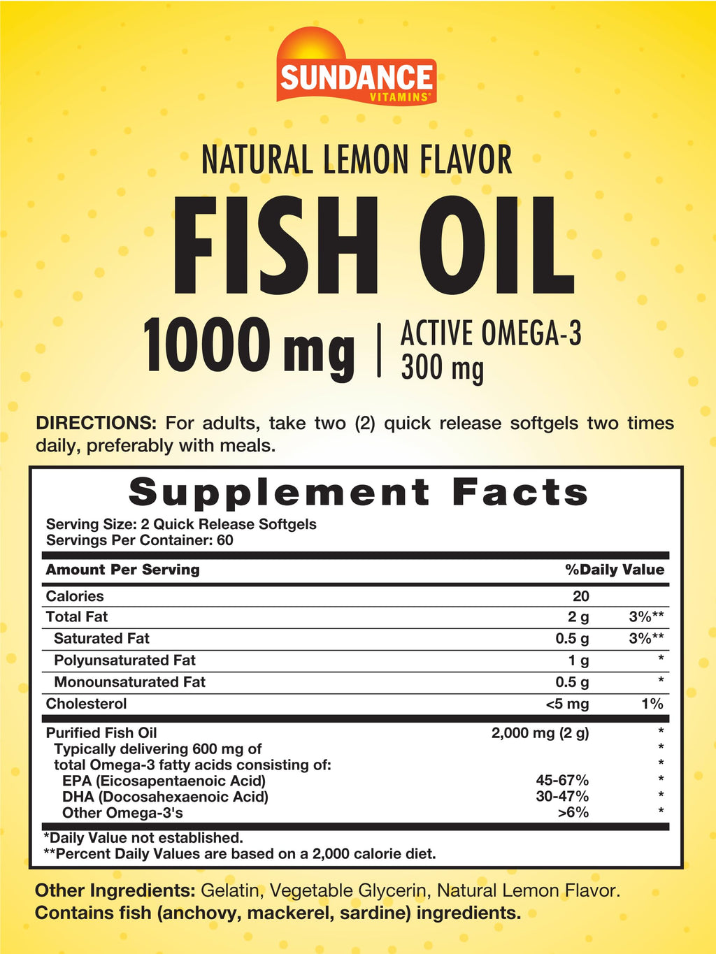 Fish Oil Softgels 1000mg 120 Count B7636