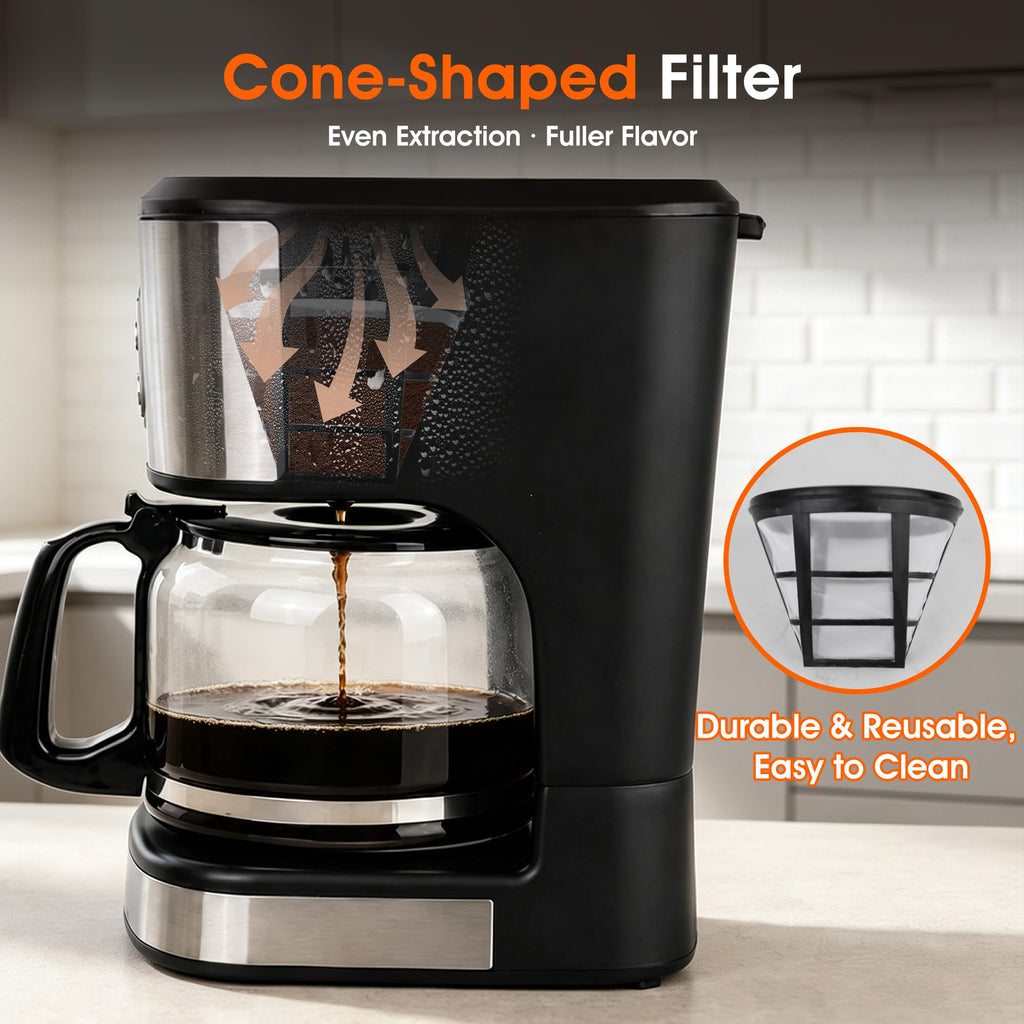 Black Stainless Steel Programmable Coffee Maker M99616