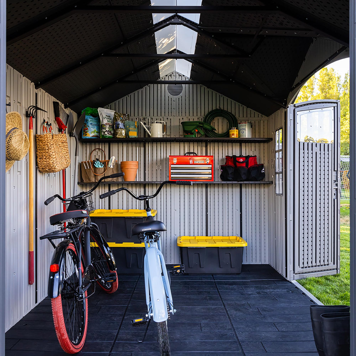 10x8 Ft Gray Resin Outdoor Storage Shed with Double Doors I8165