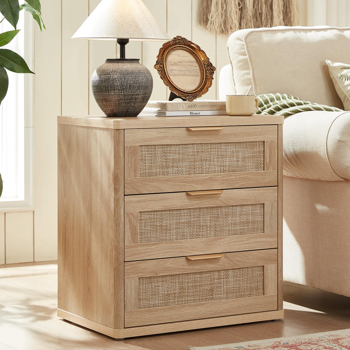 Rattan 23" Nightstands Set of 2 with Drawers O118679