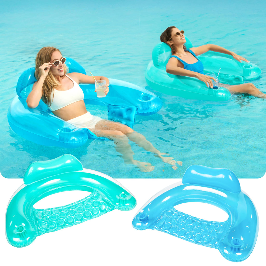 2 Pack Inflatable Pool Chairs with Cup Holders L467