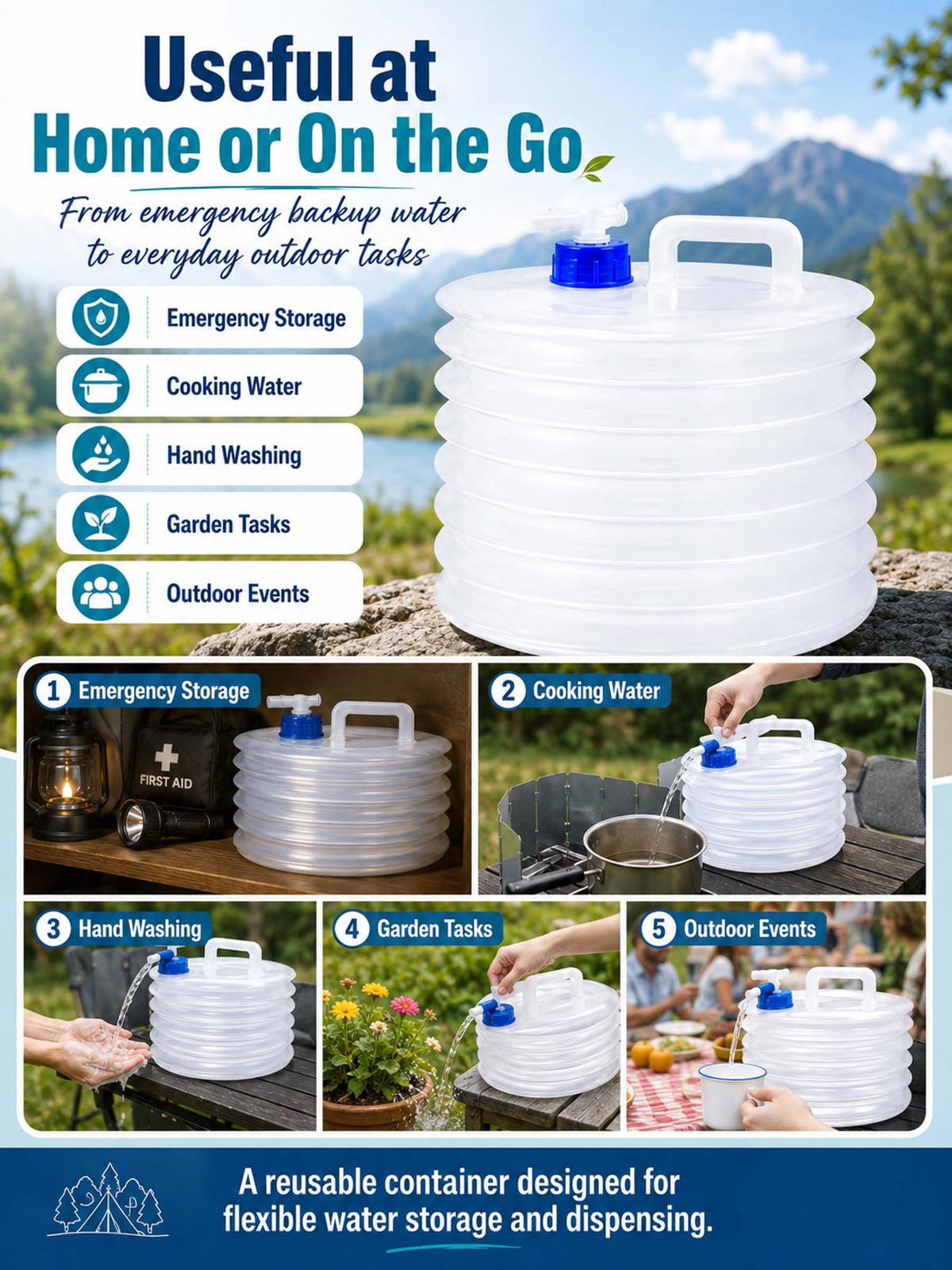 Collapsible 10L Water Container with Spigot I23060