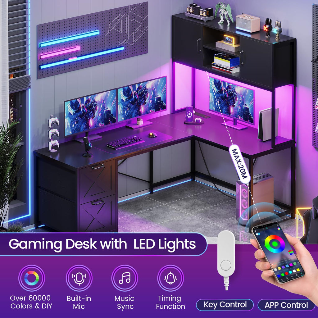 L Shaped Corner Gaming Desk with Drawers G600