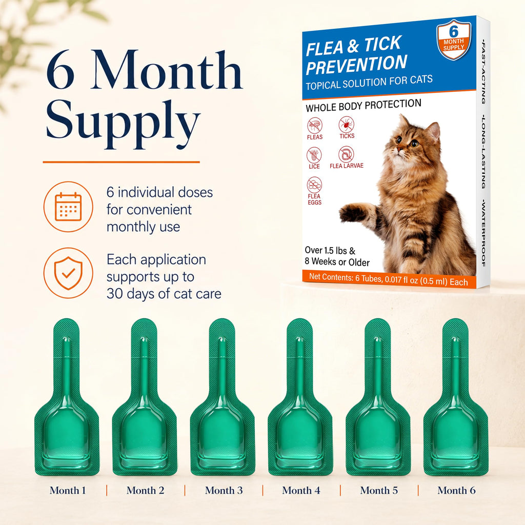 Waterproof Topical Flea & Tick Preventative for Cats, 6 Doses R95982