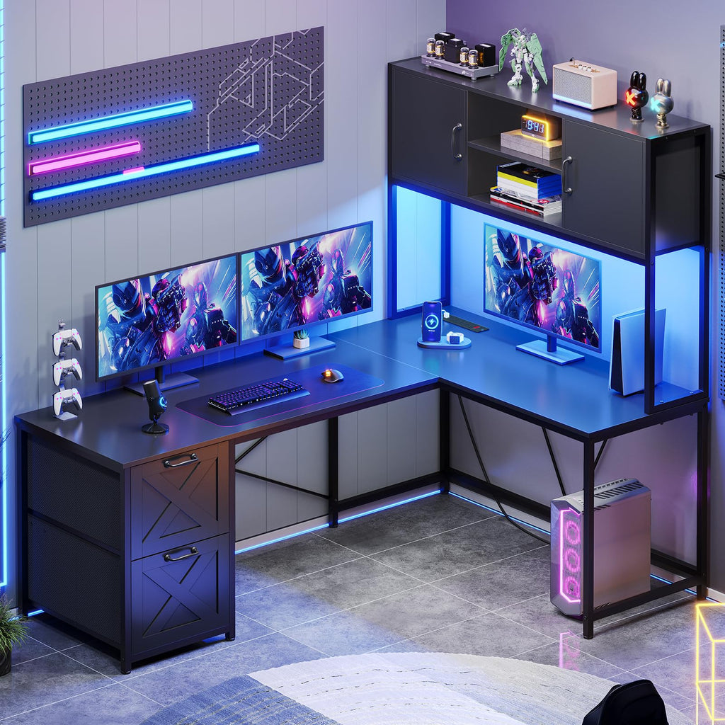 L Shaped Corner Gaming Desk with Drawers G600