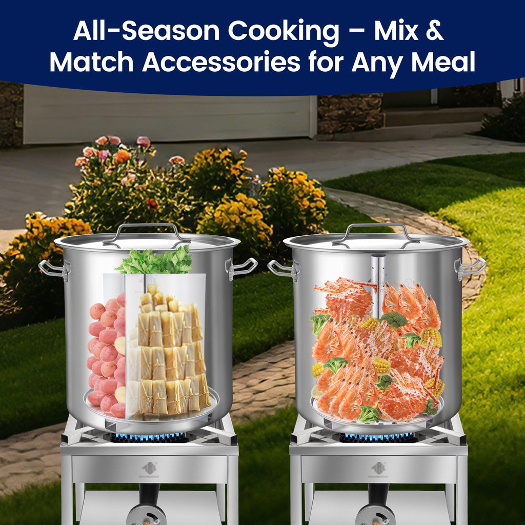 64QT Stainless Steel Stockpot with Basket V70528