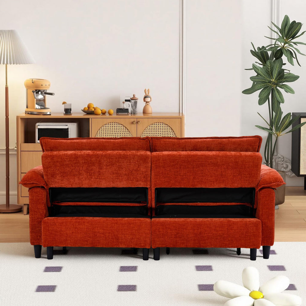 Orange Velvet Sleeper Sofa I9815
