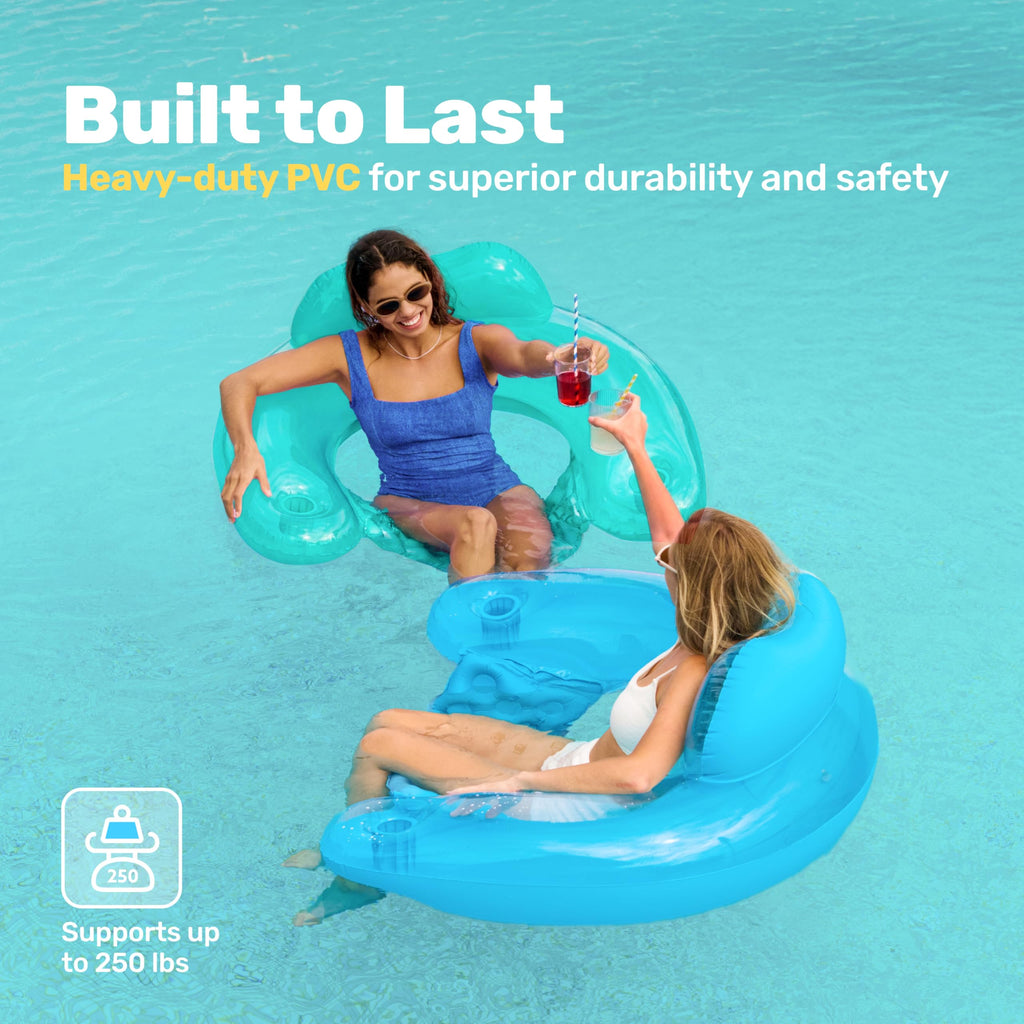 2 Pack Inflatable Pool Chairs with Cup Holders L467