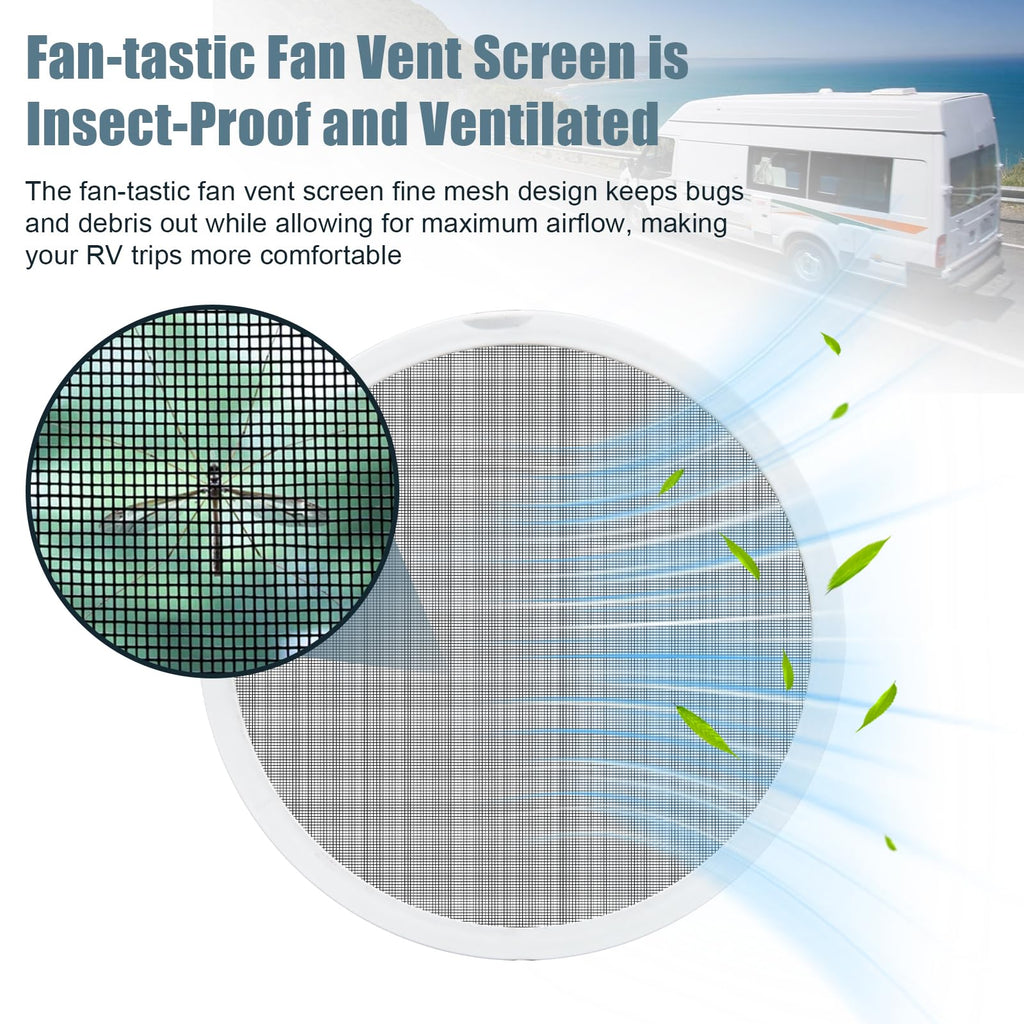 White 2PCS RV Vent Screen Roof Fan Frame Parts W404733