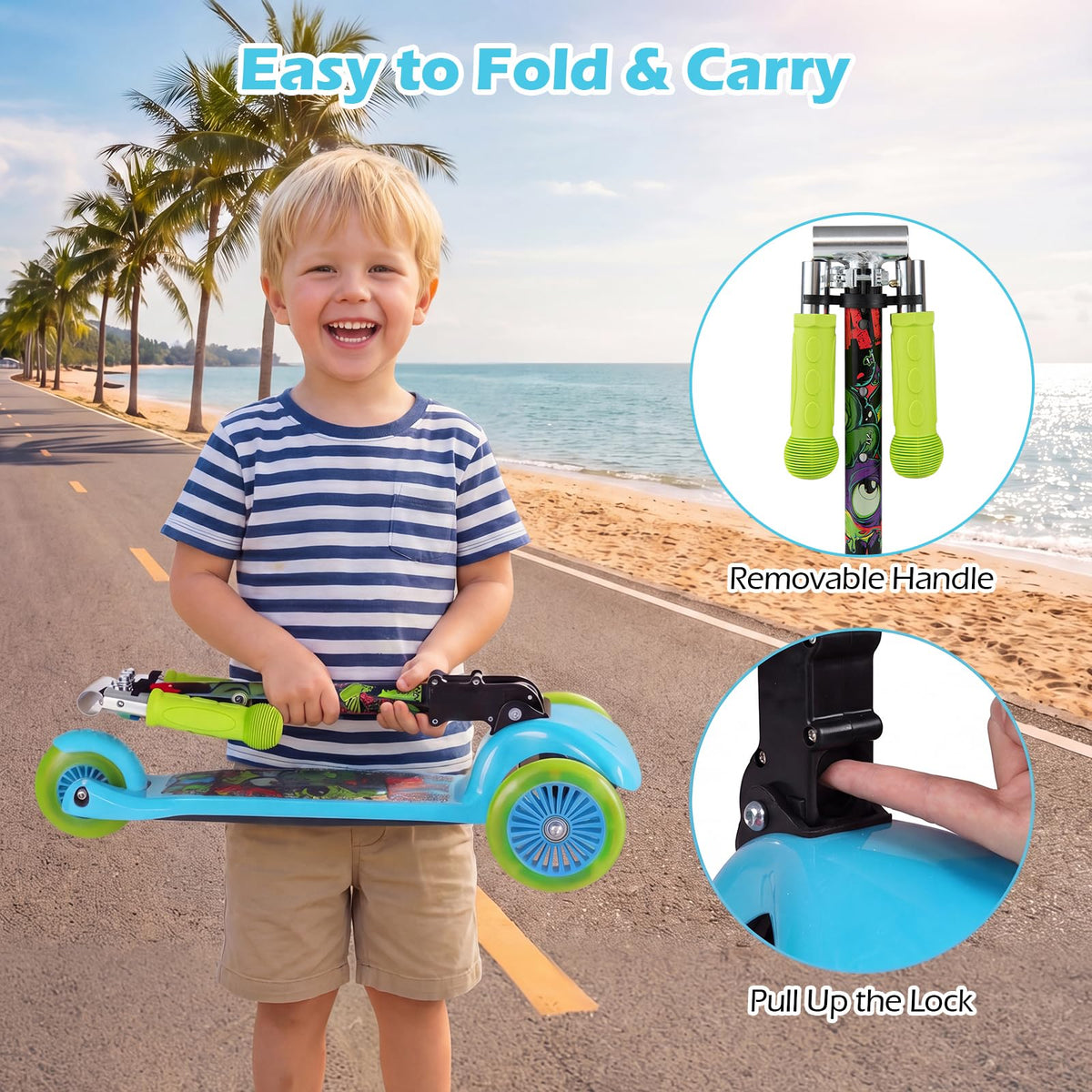 Kids 3-Wheel Kick Scooter with LED Front Wheels J5666