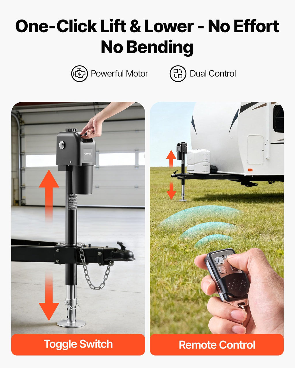 Electric Trailer Jack 7500 lbs Capacity 12V DC Black M9453