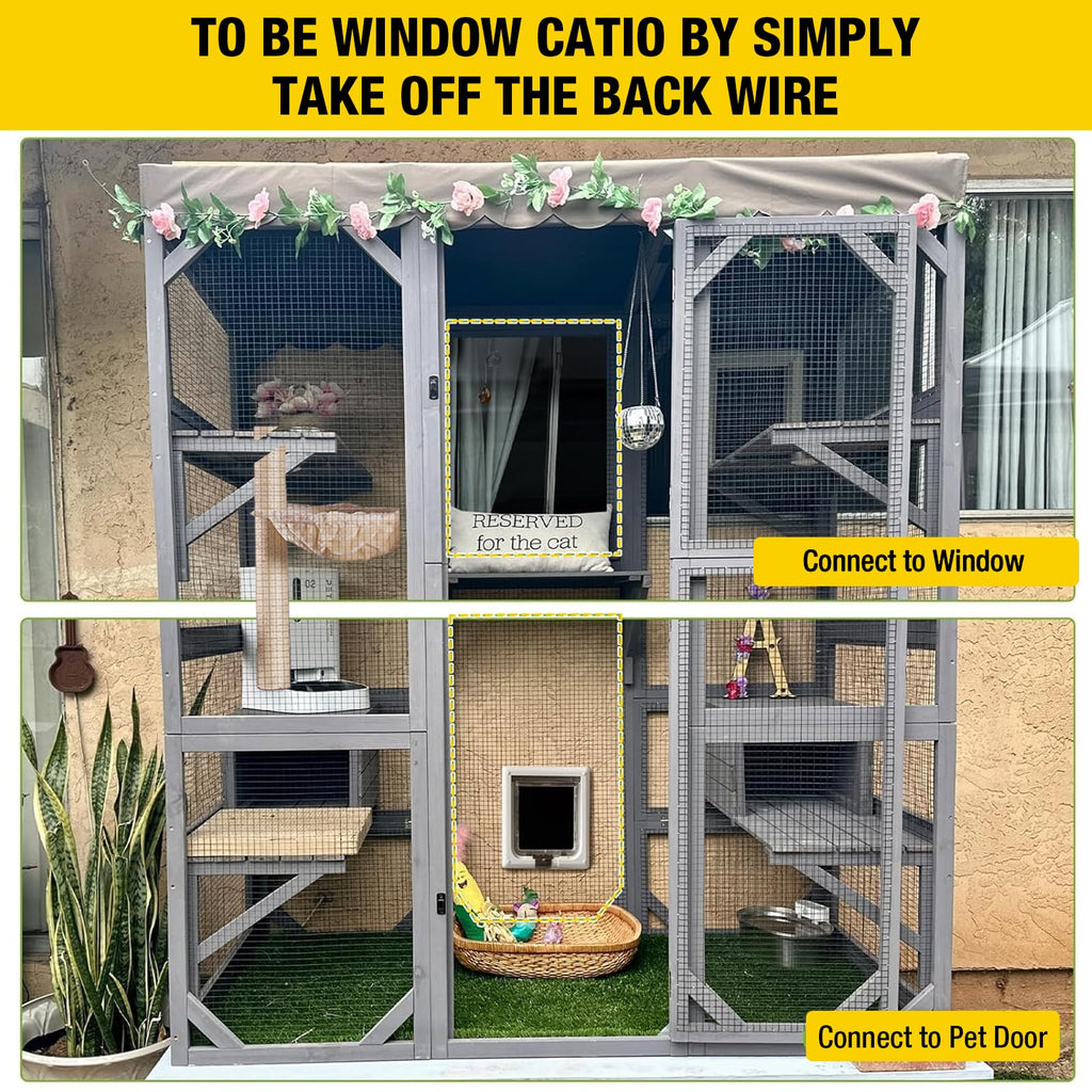 Outdoor Catio Cat Enclosure with 7 Platforms Grey Z238792