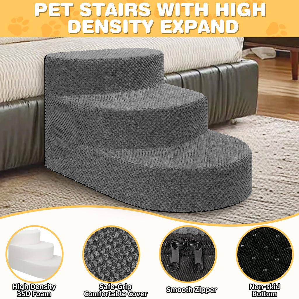 Grey 3 Steps Foam Dog Stairs R4242