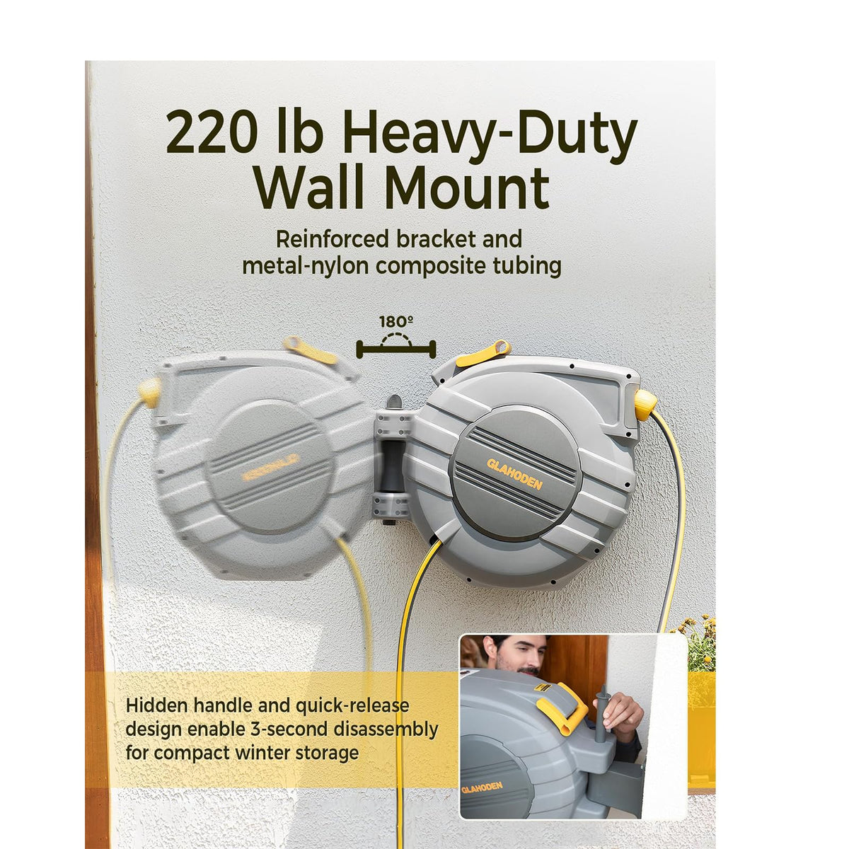 5/8 in x 100 ft Retractable Garden Hose Reel Z527