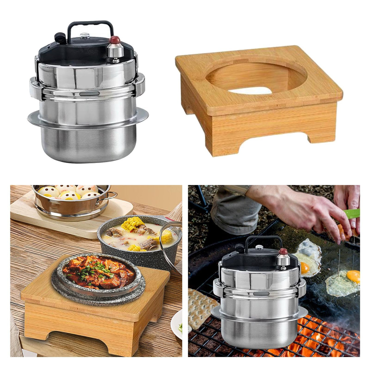Small Pressure Cookers with Wooden T129