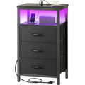 3 Drawer Nightstand with Charger Station and LED Lights C23224