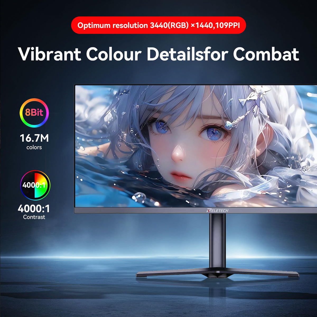 34 Inch Curved Ultrawide Gaming Monitor 21:9 WQHD 165Hz B624