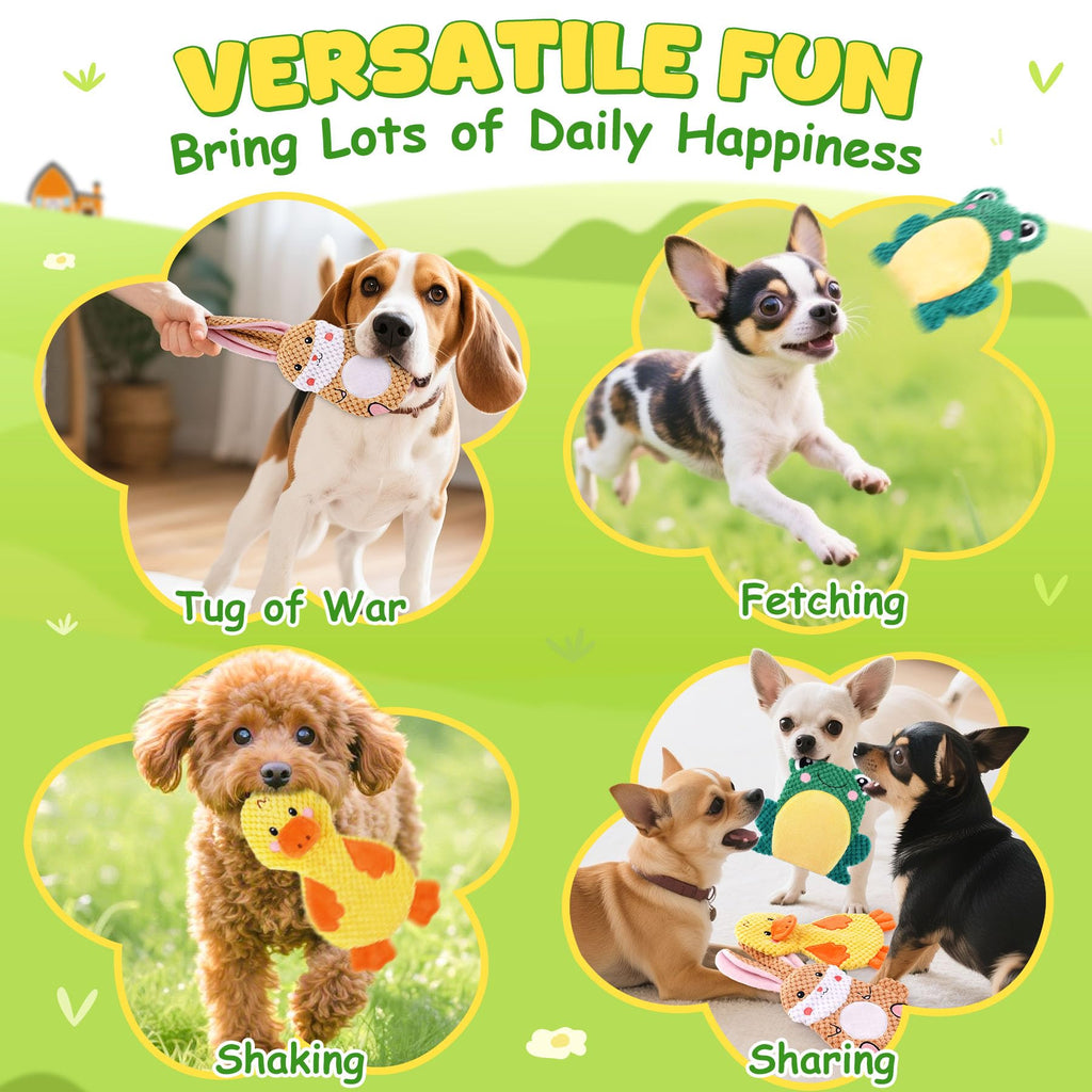 3 Pack No Stuffing Squeaky Crinkle Dog Toys L67418